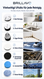 BRILLAVO Brosse de nettoyage sans fil 7-en-1 Plus de brillance. Moins d'effort.